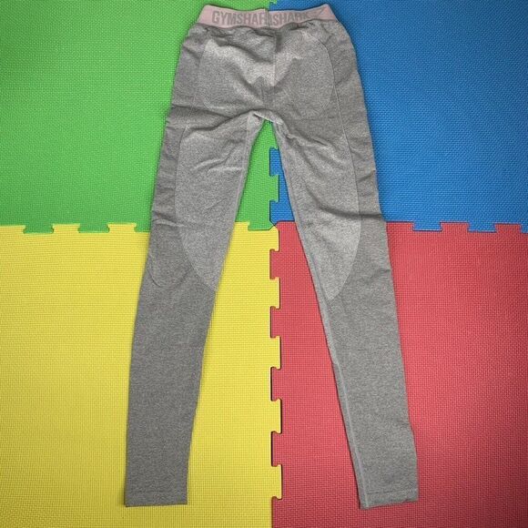 Gymshark Size S Flex High Waisted Sweat Wicking Leggings Grey Marl/Chalk Pink - Picture 3 of 8